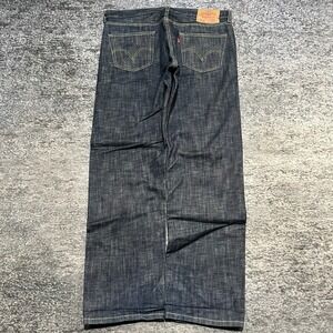 Levi's 501 Jeans 36x32 Navy Blue Button Fly Vintage 2000s Straight Fit Denim